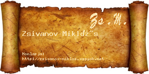 Zsivanov Miklós névjegykártya